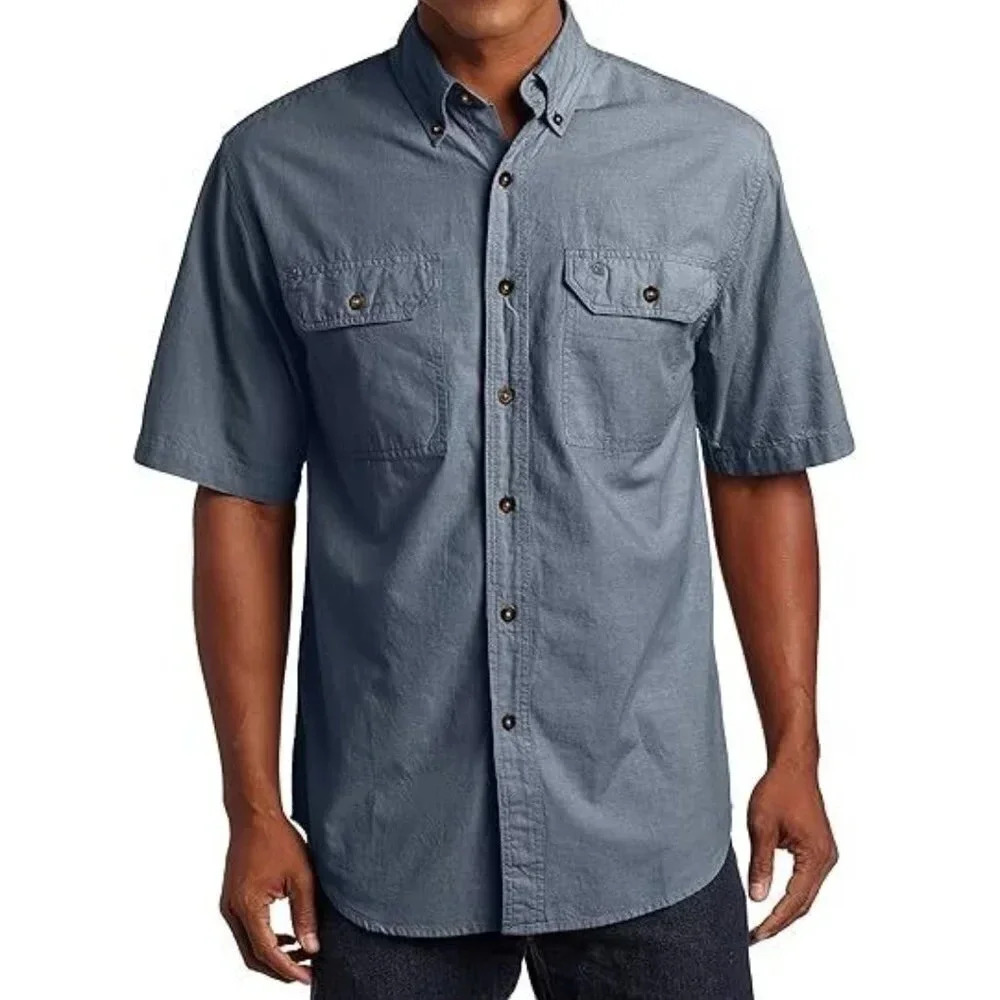 Carhartt Men's Fort Short-Sleeve Shirt Lightweight Chambray Button-Front